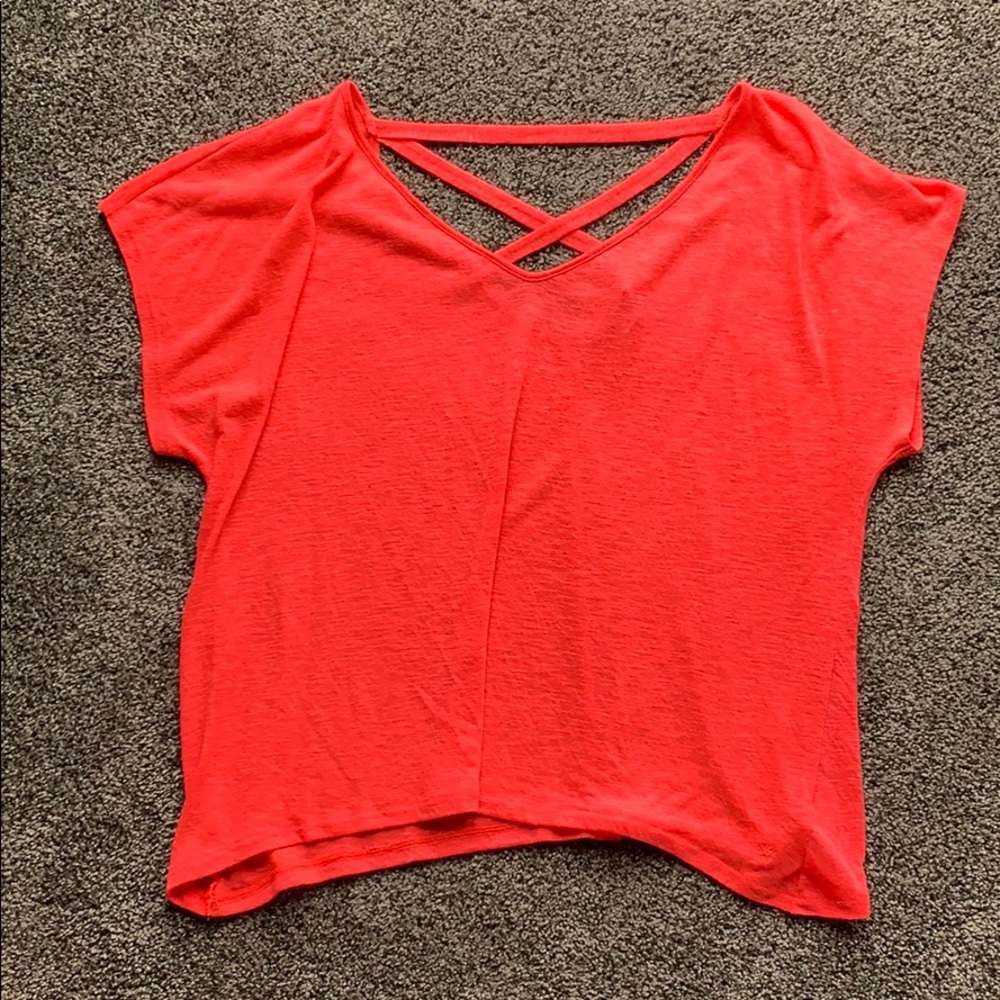 Bright pink criss cross tshirt
